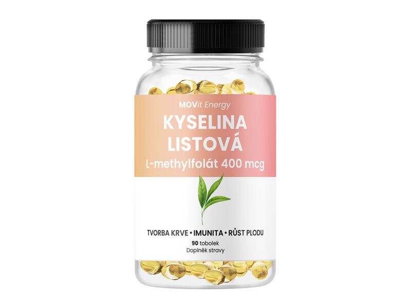 MOVit Kyselina listová L-methylfolát 400 mcg 90 tobolek