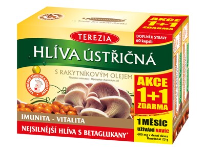 Terezia Hlíva ústřičná s rakytníkovým olejem 60+60 (120) kapslí Terezia Hlíva ústřičná s rakytníkovým olejem 60+60 (120) kapslí