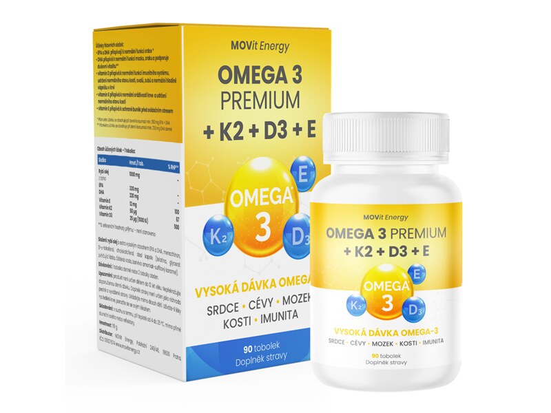 MOVit Omega 3 Premium+K2+D3+E 90 tobolek