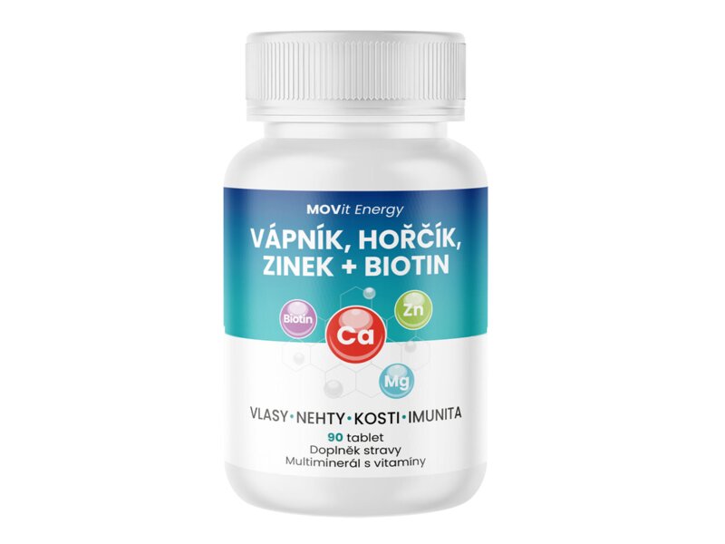 MOVit Vápník, Hořčík, Zinek + Biotin 90 tablet
