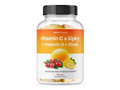 MOVit Vitamin C 1200 mg s šípky + Vitamin D + Zinek 90 tablet