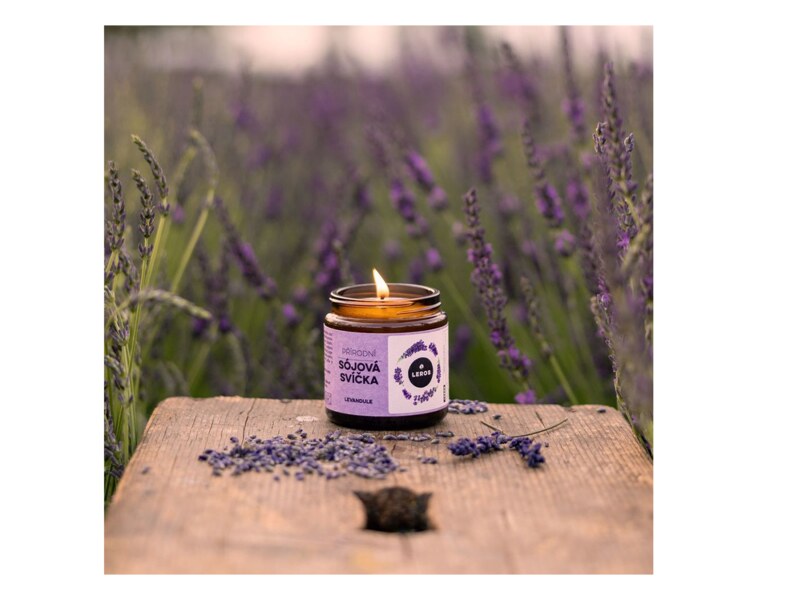 Leros Přírodní sójová svíčka levandule 120 ml  