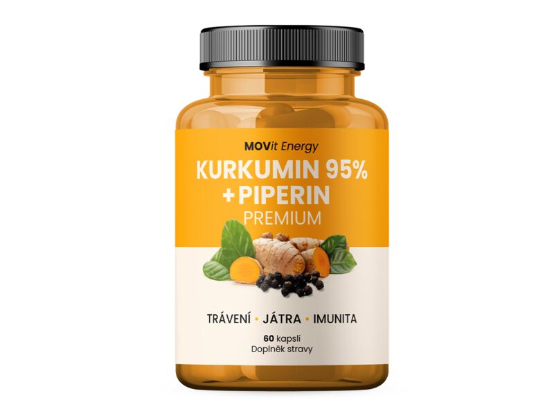 MOVit Kurkumin Extrakt 95 % + Piperin, 60 kapslí