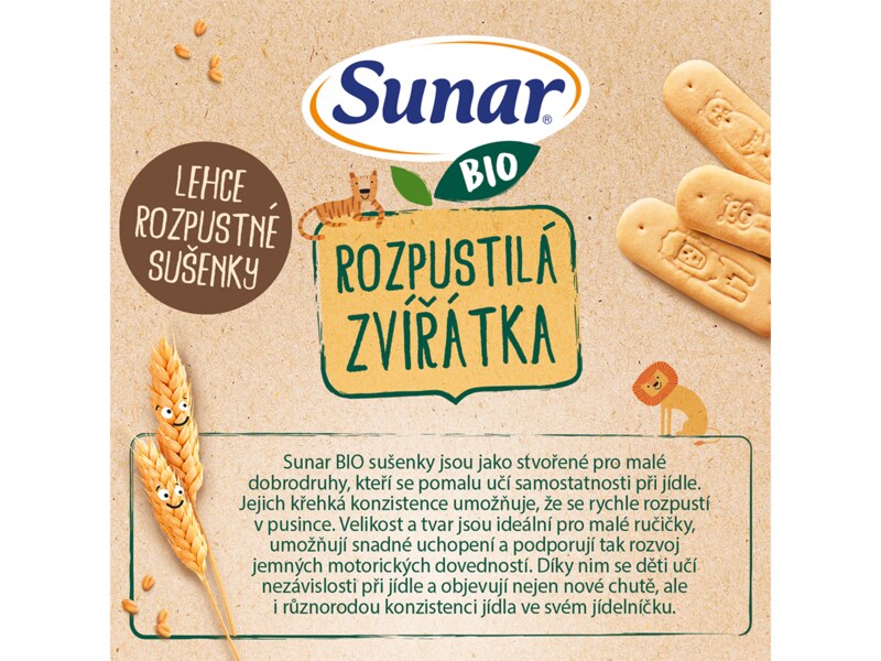 Sunar BIO sušenky Rozpustilá zvířátka 6m+, 4x40 g