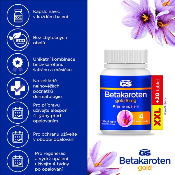 GS Betakaroten Gold 6 mg XXL 135+25 kapslí