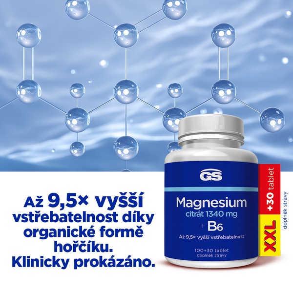 GS Magnesium citrát 1340 mg+B6 XXL 100+30 tablet