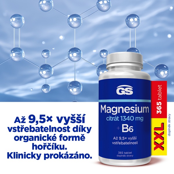 GS Magnesium citrát 1340 mg+B6 XXL 365 tablet