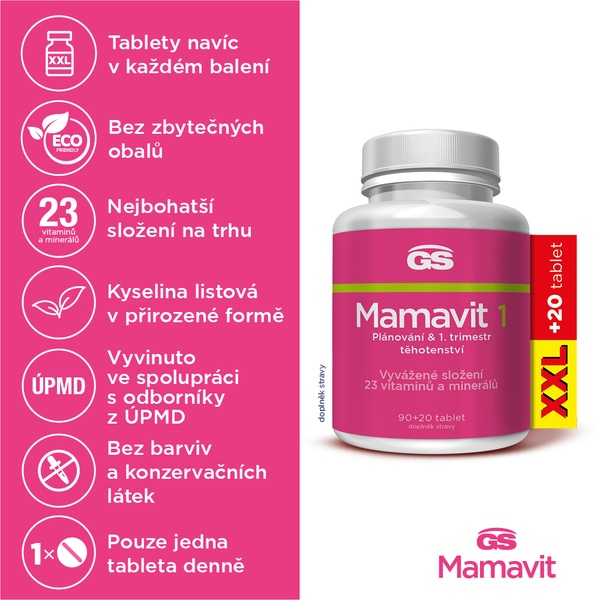 GS Mamavit 1 Plánování a 1. trimestr XXL 90+20 tablet GS Mamavit 1 Plánování a 1. trimestr XXL 90+20 tablet