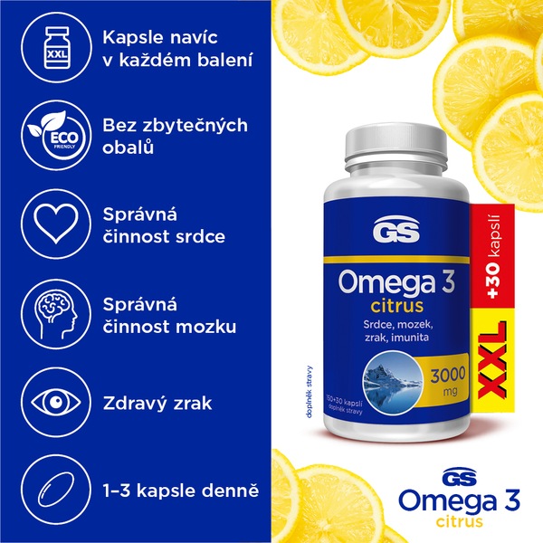 GS Omega 3 Citrus 3000 mg XXL 150+30 kapslí GS Omega 3 Citrus 3000 mg XXL 150+30 kapslí