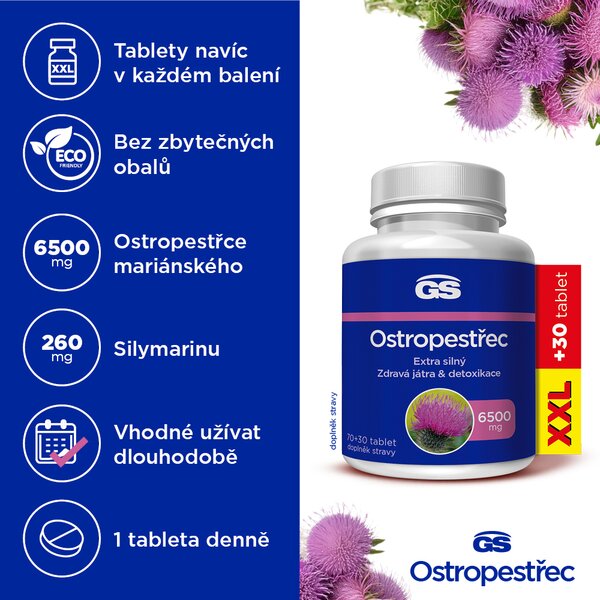 GS Ostropestřec 6500 mg XXL 70+30 tablet GS Ostropestřec 6500 mg XXL 70+30 tablet