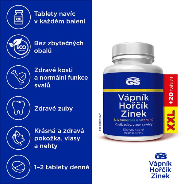 GS Vápník Hořčík Zinek XXL 130+20 tablet GS Vápník Hořčík Zinek XXL 130+20 tablet