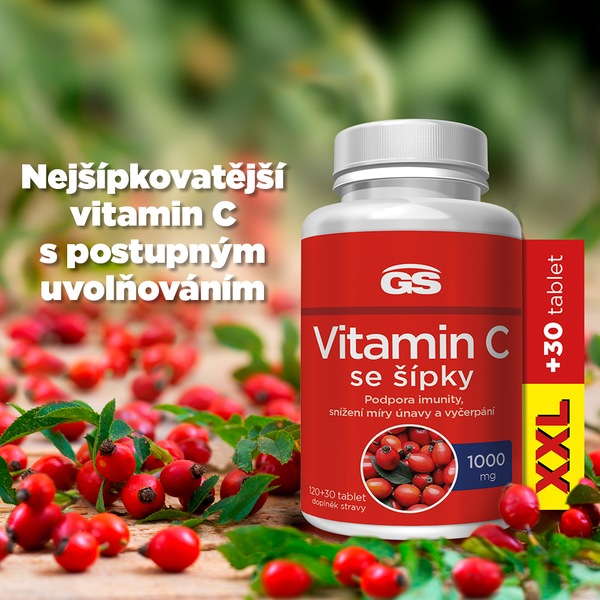 GS Vitamin C 1000 mg se šípky XXL 120+30 tablet