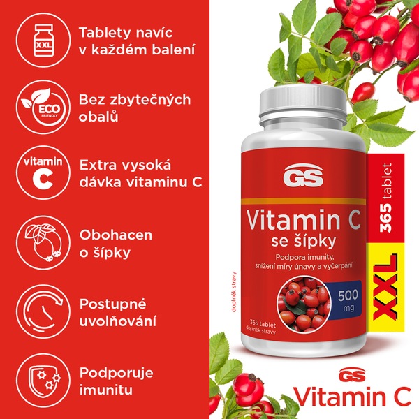 GS Vitamin C 500 mg se šípky XXL 365 tablet GS Vitamin C 500 mg se šípky XXL 365 tablet