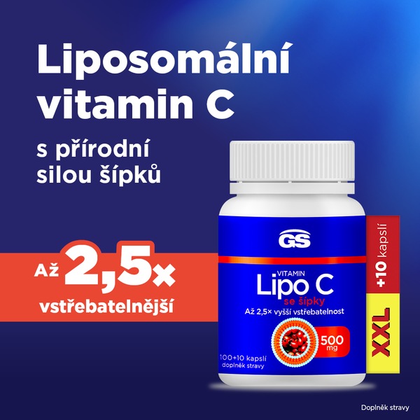 GS Vitamin Lipo C 500 mg se šípky XXL 100+10 kapslí GS Vitamin Lipo C 500 mg se šípky XXL 100+10 kapslí
