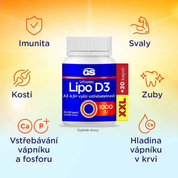 GS Vitamin Lipo D3 1000 IU XXL 60+20 kapslí