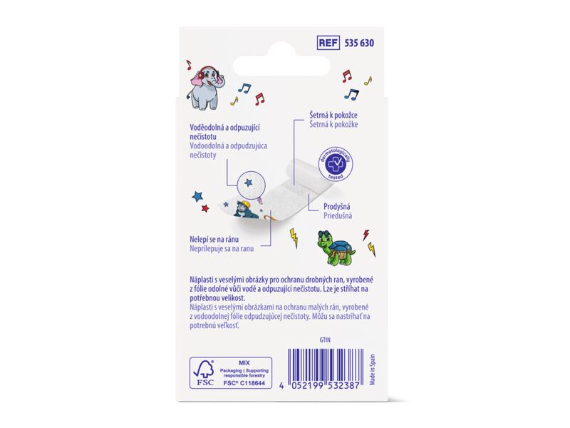 Cosmos Kids Dětská voděodolná náplast 6x1 cm 10 ks