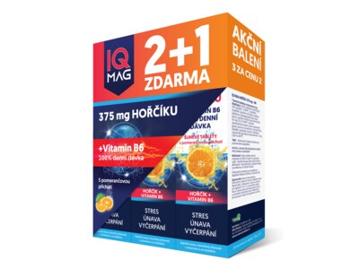 IQ Mag 375 mg hořčíku + vitamín B6 s příchutí pomeranče 3x20 šumivých tablet IQ Mag 375 mg hořčíku + vitamín B6 s příchutí pomeranče 3x20 šumivých tablet