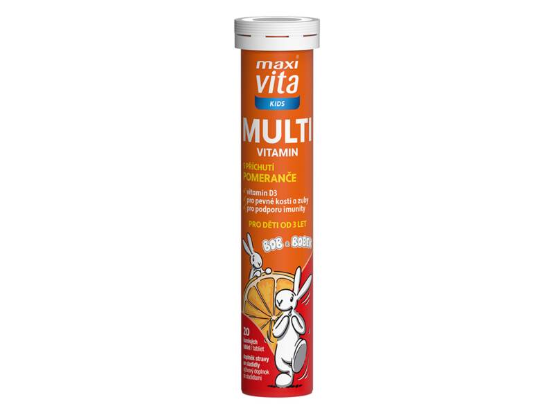 Maxi Vita Kids Multivitamin pomeranč 20 šumivých tablet Maxi Vita Kids Multivitamin pomeranč 20 šumivých tablet