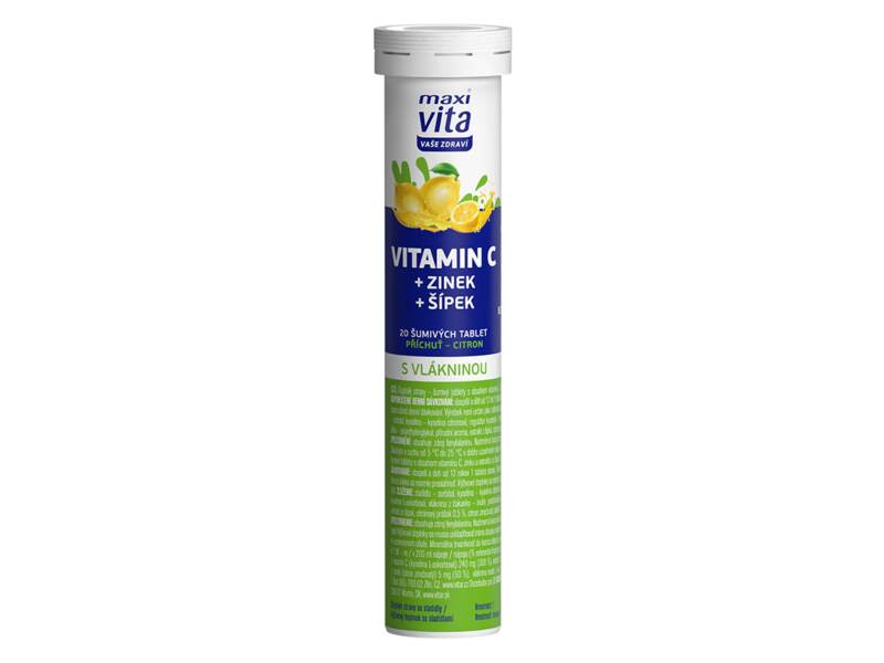 Maxi Vita Vitamin C+ Zinek+Šípek citron 20 šumivých tablet