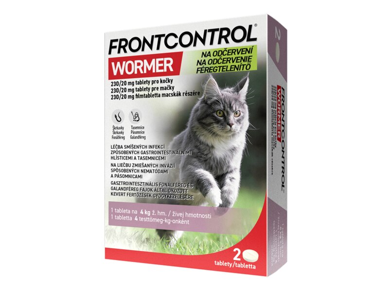Frontcontrol Wormer 230/20mg ( 4 kg ) pro kočky 2 tablety Frontcontrol Wormer 230/20mg ( 4 kg ) pro kočky 2 tablety