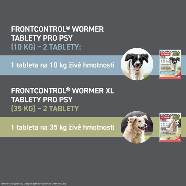 Frontcontrol Wormer pro psy XL 35 kg 2 tablety