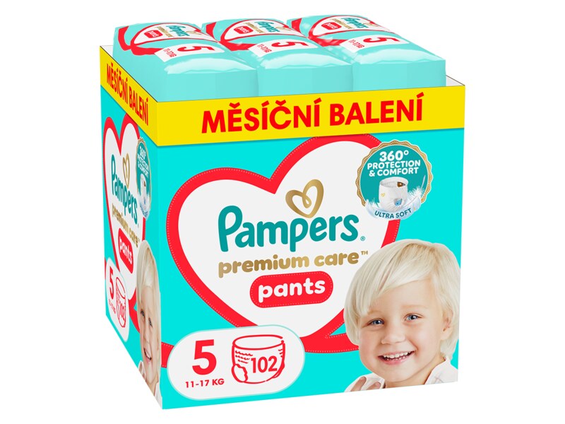 Pampers Pants Premium Care plenkové kalhotky vel.5 (11-17 kg) 102 ks