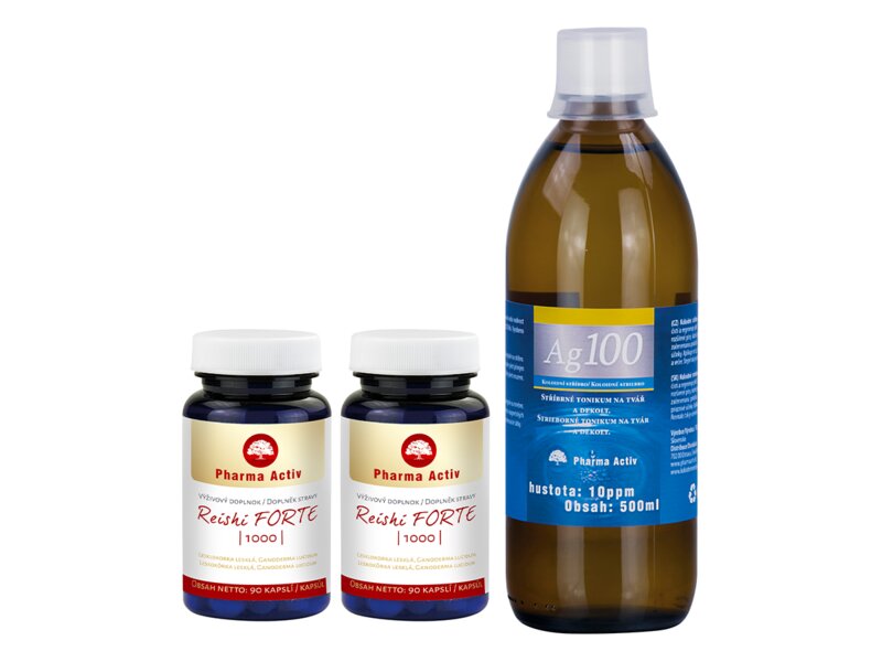Pharma Activ Reishi Forte 1000 90 kapslí 1+1 + Ag100 10ppm 500 ml 