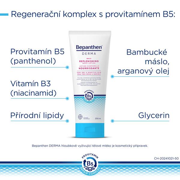 Bepanthen Derma Hloubkově vyživující tělové mléko 200 ml