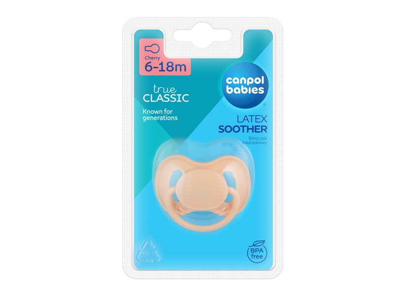 Canpol babies Dudlík kaučukový třešinka Nude 6-18m 1 ks krémový