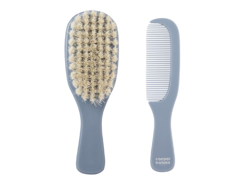 Canpol babies Hřeben a kartáč přírodní měkký Gold modrý