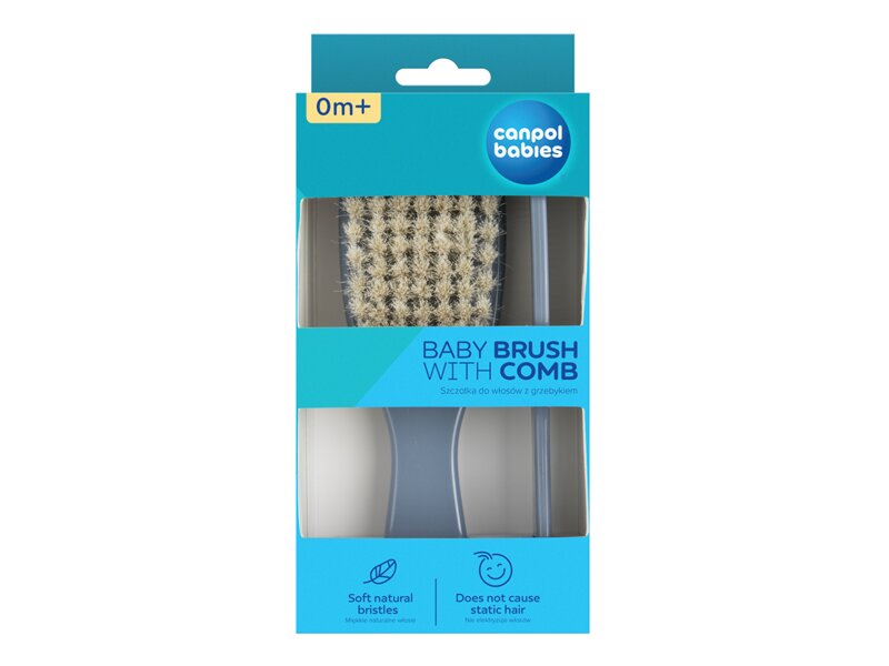 Canpol babies Hřeben a kartáč přírodní měkký Gold modrý