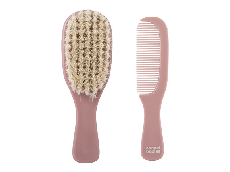 Canpol babies Hřeben a kartáč přírodní měkký Gold růžový
