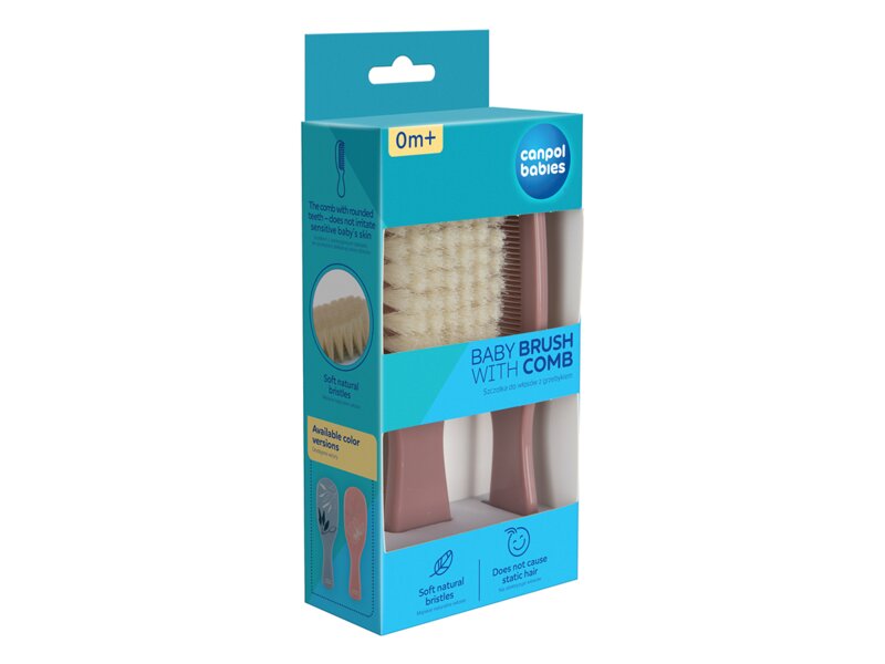 Canpol babies Hřeben a kartáč přírodní měkký Gold růžový