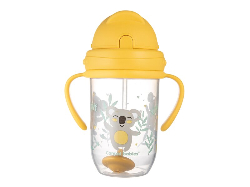 Canpol babies Hrneček nevylévací se slámkou a závažím Exotic Animals 270 ml žlutý