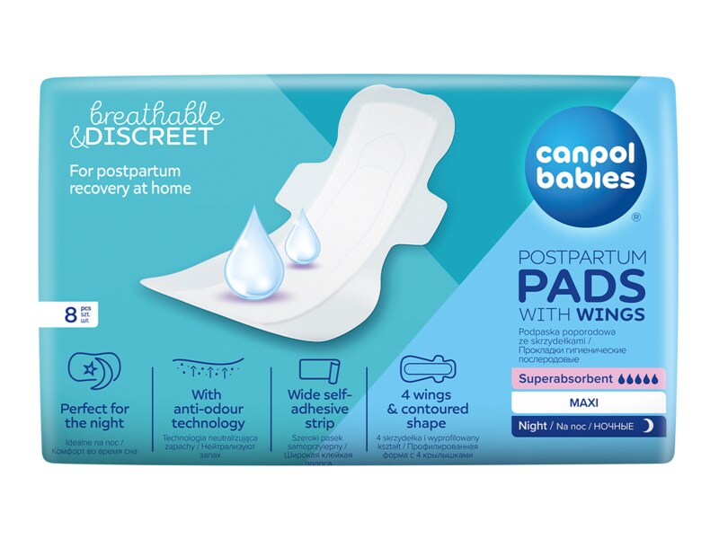 Canpol babies Poporodní vložky s křidélky noční 8 ks