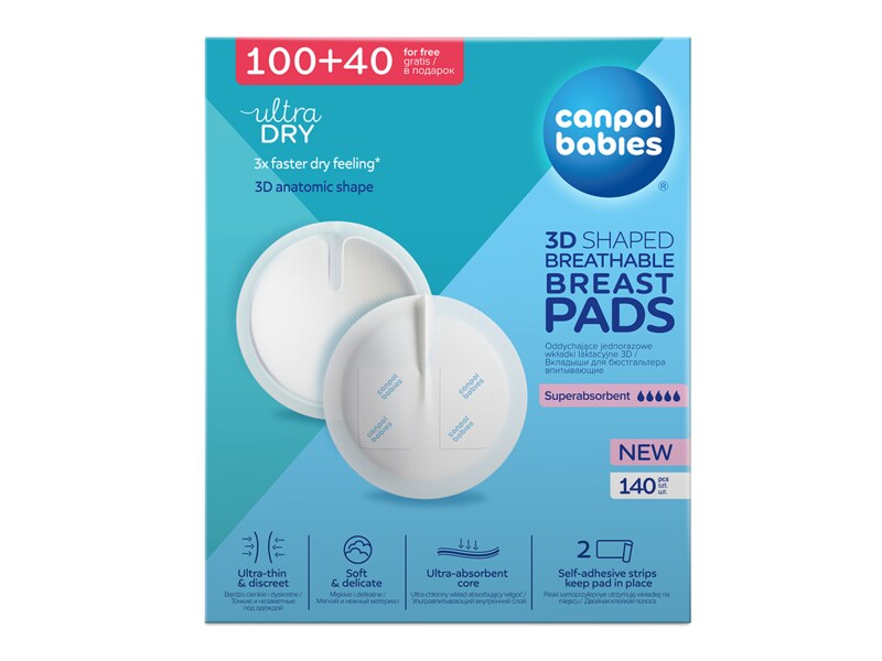 Canpol babies Tvarované prodyšné vložky do podprsenky 3D 100+40 ks   