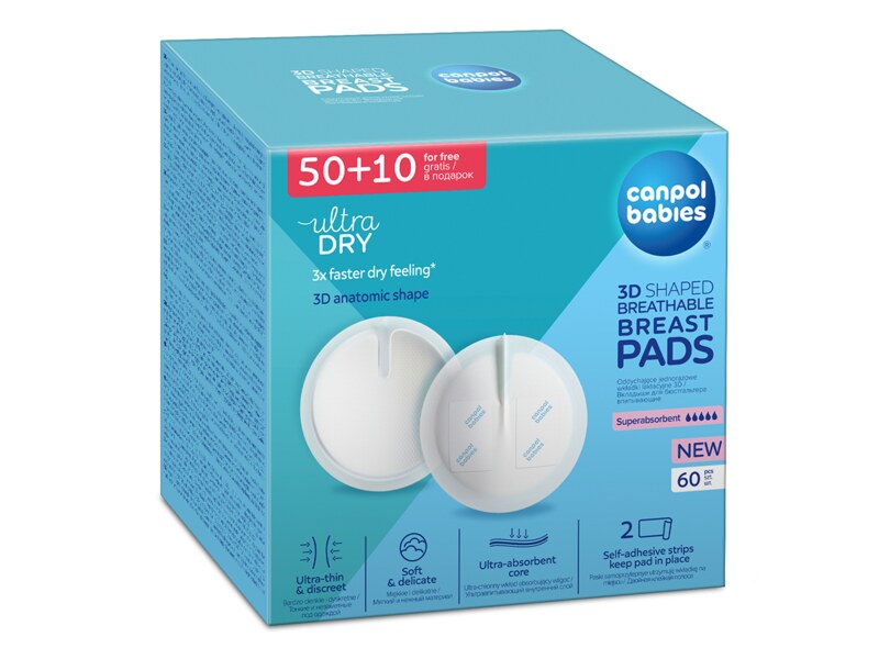 Canpol babies Tvarované prodyšné vložky do podprsenky 3D 50+10 ks
