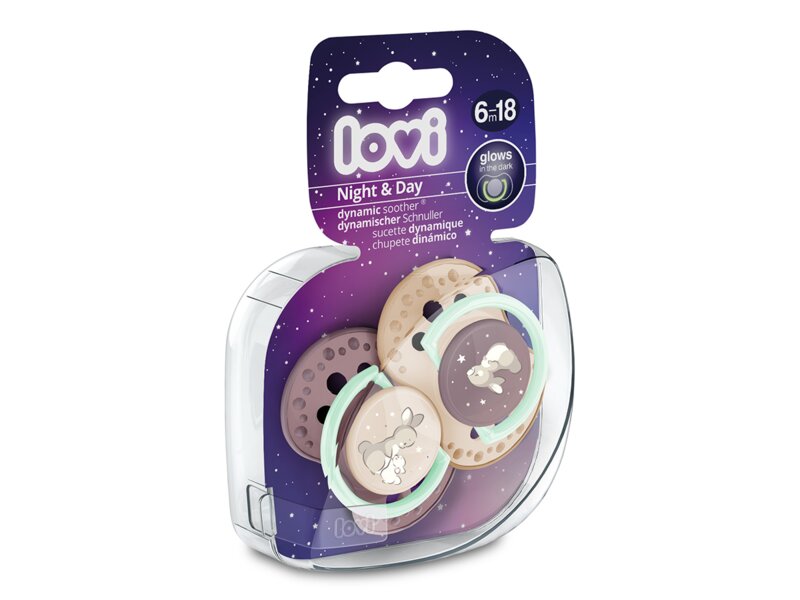 Lovi Dudlík silikonový dynamický Night&Day 6-18m holka 2 ks