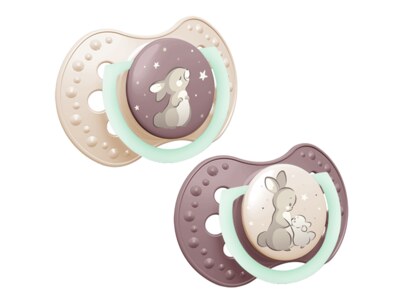 LOVI Dudlík silikonový dynamický NIGHT&DAY 6-18m holka 2 ks