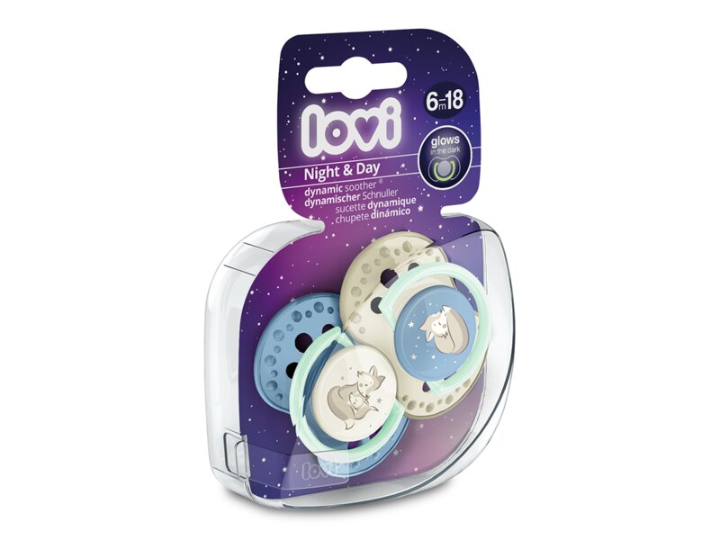 Lovi Dudlík silikonový dynamický Night&Day 6-18m kluk 2 ks