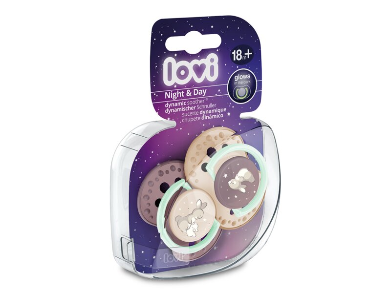 Lovi Dudlík silikonový dynamický Night&Day 18m+ holka 2 ks
