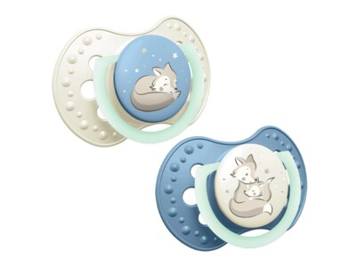 LOVI Dudlík silikonový dynamický NIGHT&DAY 18m+ kluk 2 ks LOVI Dudlík silikonový dynamický NIGHT&DAY 18m+ kluk 2 ks