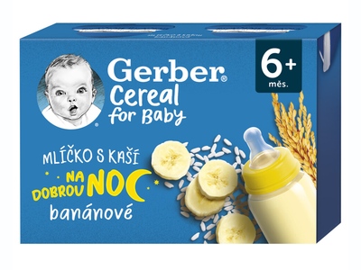 Gerber Cereal mlíčko s kaší na dobrou noc Banán 6+ měsíců 2x200 g Gerber Cereal mlíčko s kaší na dobrou noc Banán 6+ měsíců 2x200 g