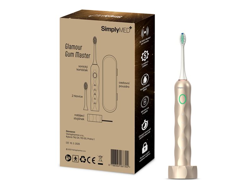 SimplyMed Sonický zubní kartáček DT1013B zlatý 1 kus