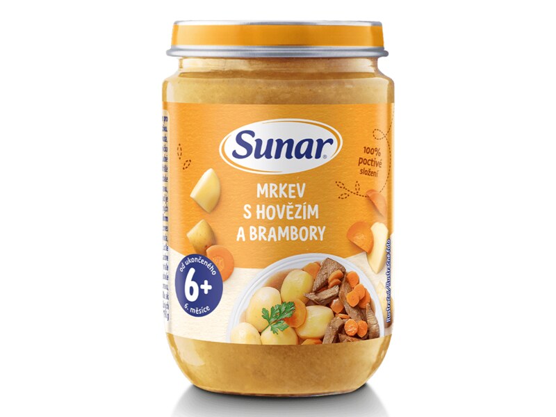 Sunar příkrm Mrkev s hovězím a brambory 6m+ 190 g