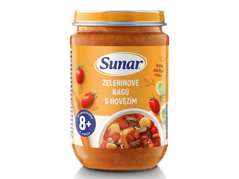 Sunar příkrm Zeleninové ragú s hovězím 8m+ 190 g