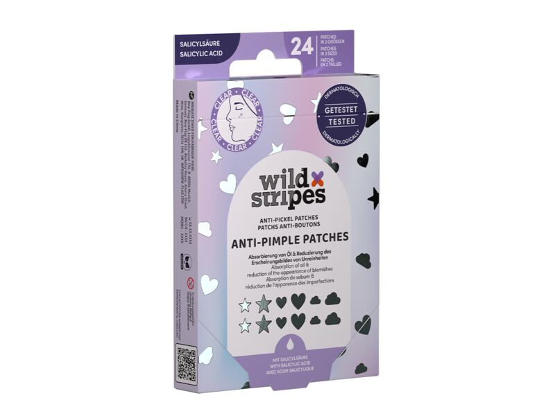 Wild Stripes Náplasti na akné s kyselinou salicylovou Holo clear 24 ks