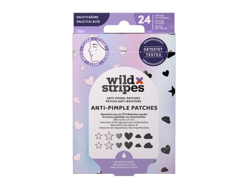 Wild Stripes Náplasti na akné s kyselinou salicylovou Holo clear 24 ks