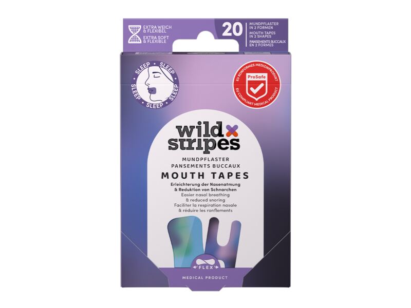 Wild Stripes Náplasti na ústa pro podporu nosního dýchání Sunset 20 ks