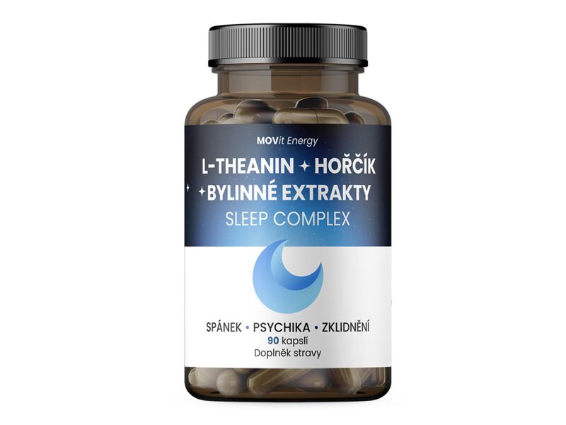 MOVit Sleep Complex L-Theanin + Hořčík + Bylinné extrakty, 90 kapslí